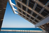 Travel photography:Large array of solar panels in the Barcelona Forum, Spain