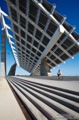 Travel photography:Large array of solar panels in the Barcelona Forum, Spain