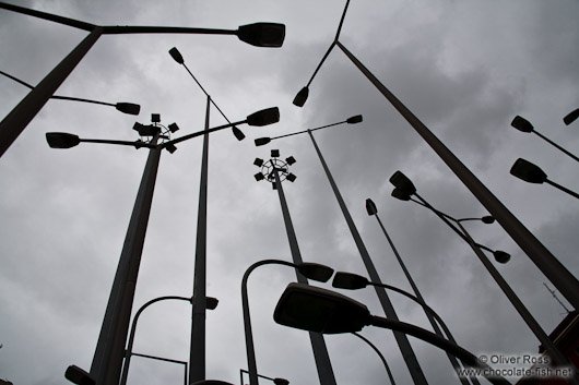 Collection of lamp posts outside the Bellas Artes Museum in Bilbao