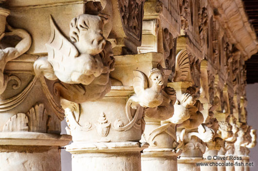 The famous capitals inside the Convento de las Dueñas in Salamanca