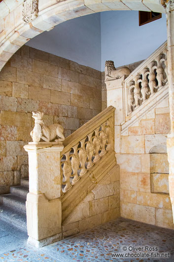 Staircase inside the Casa de las Conchas in Salamanca