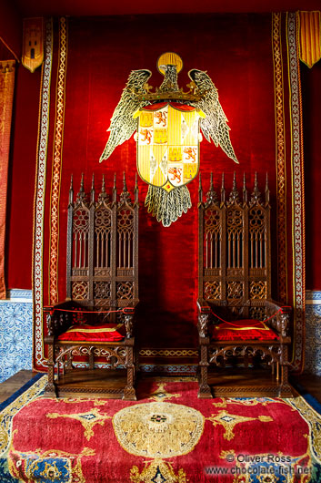 Royal throne inside the Alcazar in Segovia