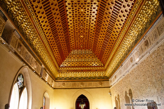 Ornate ceiling inside the Alcazar castle in Segovia