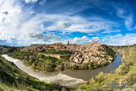 Fisheye panorama of Toledo surrounded by the Tajo river