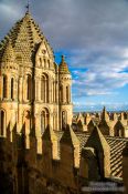 Travel photography:Battlements of Salamanca cathedral at sunset, Spain