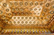 Travel photography:Ornate ceiling in the old meeting room of the Alcazar castle in Segovia, Spain