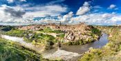 Travel photography:Toledo city panorama with river Tajo, Spain
