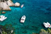 Travel photography:Motor boats in a bay on the Costa Brava, Spain
