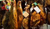 Travel photography:Ham in a delicatessen shop in Pals, Spain