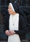 Travel photography:Nun at the Good Friday procession during semana santa in Las Palmas, Spain