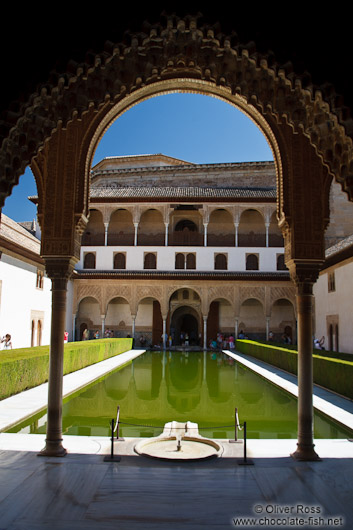 The Patio de los Arrayanes (Court of the Myrtles), also called the Patio de la Alberca (Court of the Blessing or Court of the Pond) in the Nazrin palace of the Granada Alhambra