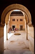 Travel photography:Courtyard with fountain in the Nazrin palace of the Granada Alhambra, Spain