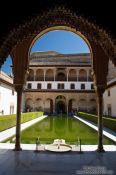 Travel photography:The Patio de los Arrayanes (Court of the Myrtles), also called the Patio de la Alberca (Court of the Blessing or Court of the Pond) in the Nazrin palace of the Granada Alhambra, Spain