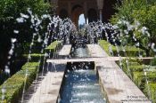 Travel photography:Water fountain in the Palacio de Generalife of the Granada Alhambra, Spain