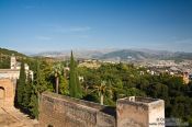 Travel photography:View towards the Sierra Nevada from the Alcazaba fortress of the Granada Alhambra, Spain
