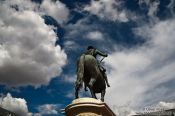 Travel photography:Statue of king Philip III in Madrid´s Plaza Mayor, Spain
