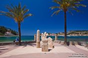 Travel photography:Sculptures at the sea side promenade in Port de Soller, Spain