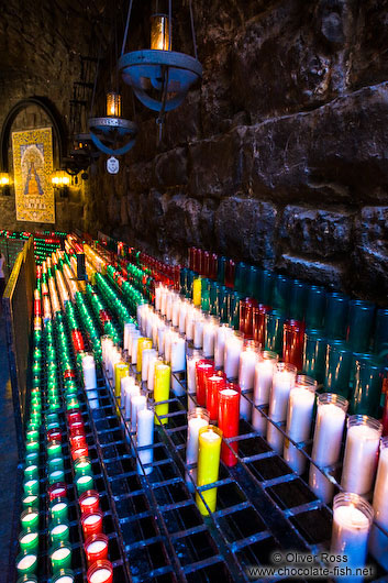 Row of candles at Montserrat monastery