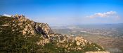 Travel photography:Wide panorama of Montserrat monastery, Spain