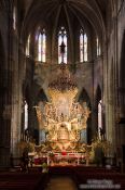 Travel photography:Main altar inside the Santa Eulalia church in Palma, Spain