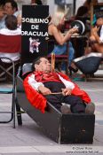 Travel photography:Busker on the Plaza Major in Palma, Spain