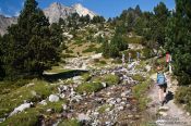 Travel photography:Hikers near the Pic de Bastiments, Spain