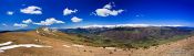 Travel photography:Superwide panorama of the Taga mountain and the Eastern Pyrenees, Spain