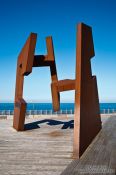 Travel photography:Sculpture by Jorge Oteiza on the Paseo Nuevo in San Sebastian, Spain