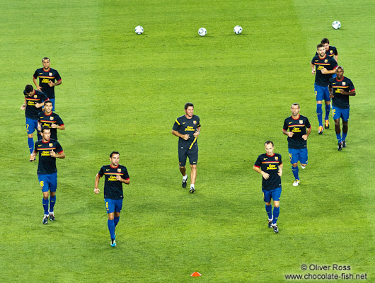 FC Barcelona warm-up before the match