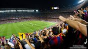 Travel photography:Spectarors celebrate the 2:1 lead for Barcelona, Spain