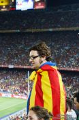Travel photography:Spectator with Catalan flag, Spain