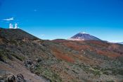 Travel photography:View of the Teide Volcano with nearby astrophysical observatory, Spain