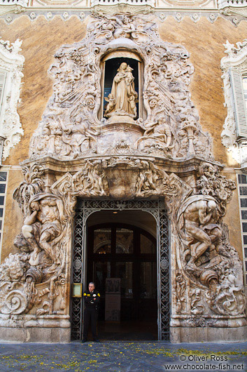 Alabaster entrance to the Palau del Marqués de Dosaigües in Valencia