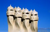 Travel photography:Sculptures on top of Casa Pedrera in Barcelona, Spain