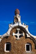 Travel photography:Facade detail of the Gaudi house in Barcelona´s Güell Park, Spain