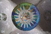 Travel photography:Ceiling detail in the lower court of Park Güell, Spain