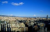 Travel photography:View of the city from the Sagrada Familia Cathedral in Barcelona, Spain