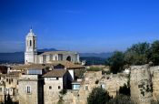 Travel photography:The church within the old city of Girona, Spain