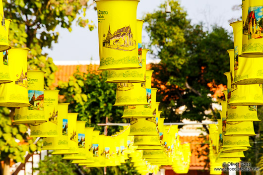 Row of lanterns at a temple in old Sukhothai