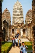 Travel photography:Kids on a school trip to Sukhothai temple complex, Thailand