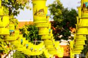 Travel photography:Row of lanterns at a temple in old Sukhothai, Thailand