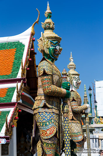 Stone guardians at Wat Phra Kaew at the Bangkok Royal Palace