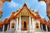 Travel photography:The marble temple Wat Benchamabophit in Bangkok, Thailand