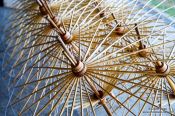 Travel photography:Finished wooden structures awaiting to receive their parasol cover at the Bo Sang parasol factory, Thailand