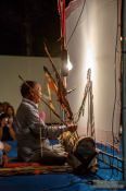 Travel photography:Behind the scenes view of a shadow puppet performance in Trang, Thailand