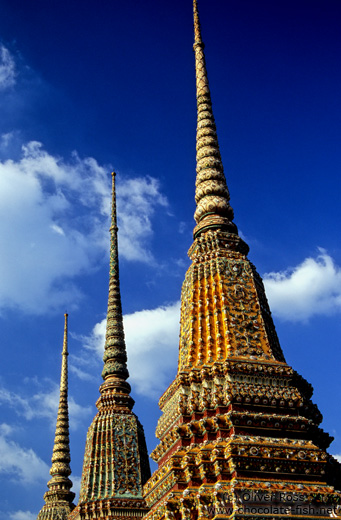 The three giant stupas at Wat Pho