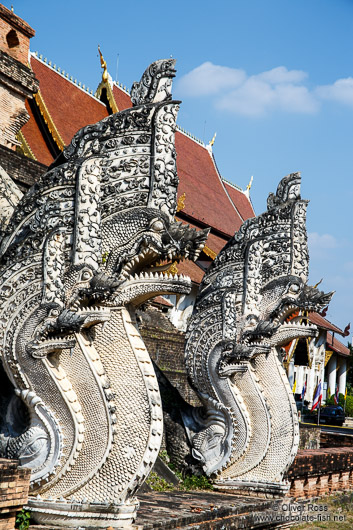 Sculpted staircases at Chedi Luang Worawihan in Chiang Mai