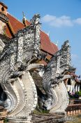 Travel photography:Sculpted staircases at Chedi Luang Worawihan in Chiang Mai, Thailand