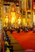 Travel photography:Seats for the monks inside Wat Chedi Luang Worawihan in Chiang Mai, Thailand