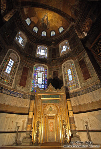 The main altar with the mihrab pointing to Mekka within the Ayasofya (Hagia Sofia)